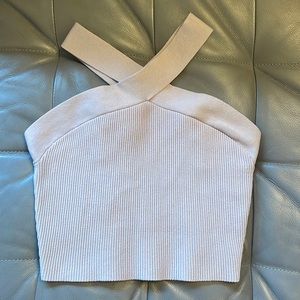 Babaton Sculpt Knit Criss Cross Cropped Tank Warm Taupe size Large